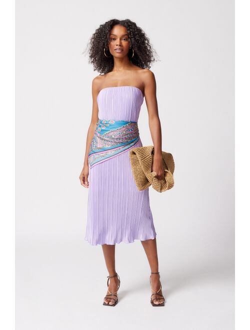 Urban Outfitters UO Brittany Plisse Textured Strapless Midi Dress