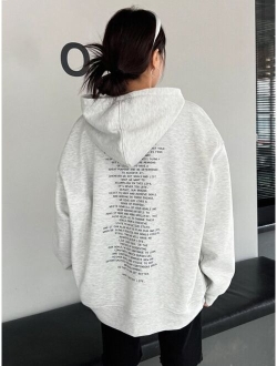 Slogan Graphic Drop Shoulder Hoodie