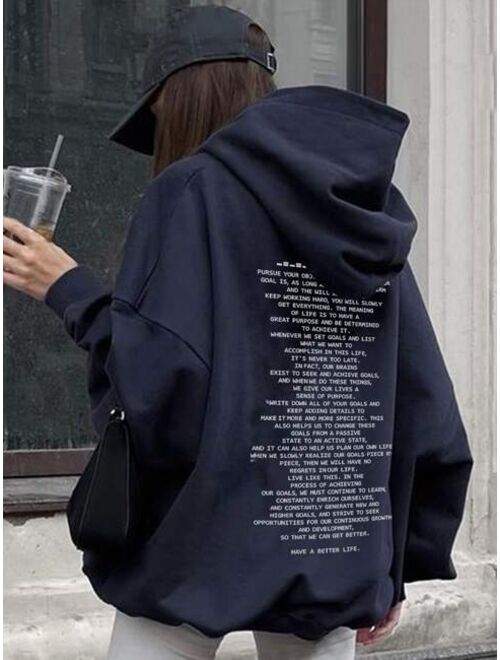 DAZY Slogan Graphic Drop Shoulder Hoodie