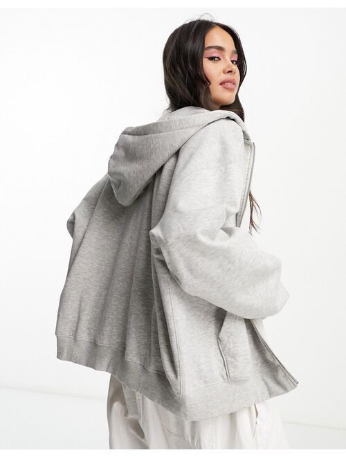 Weekday Essence standard zip hoodie in gray