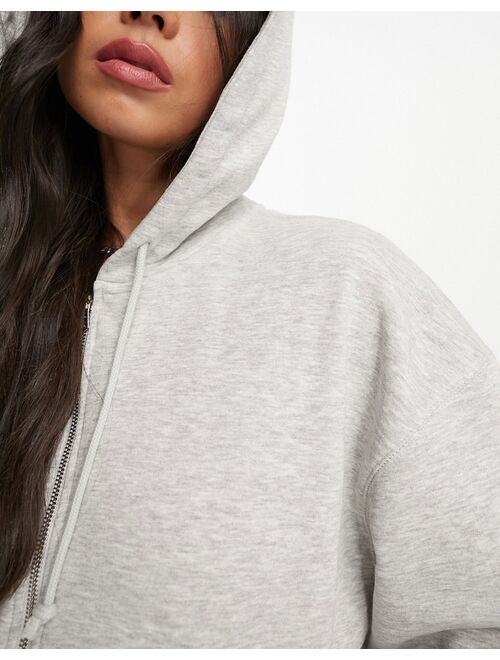 Weekday Essence standard zip hoodie in gray