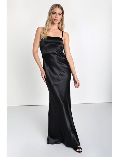 Lulus Endlessly Intriguing Olive Green Satin Maxi Dress