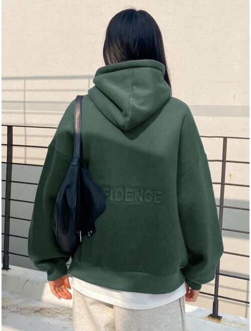 DAZY Letter Graphic Drop Shoulder Drawstring Hoodie