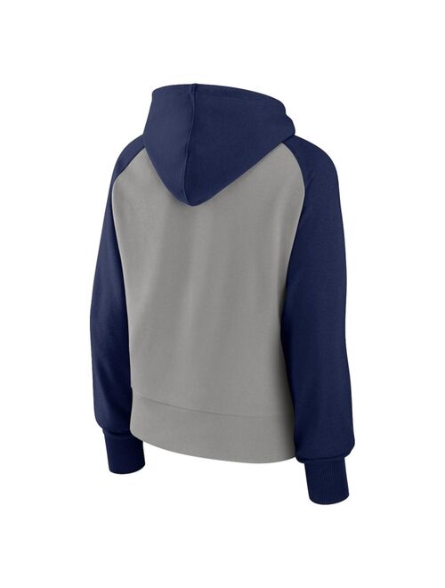 Women's Fanatics Branded Navy, Gray Milwaukee Brewers Pop Fly Pullover Hoodie