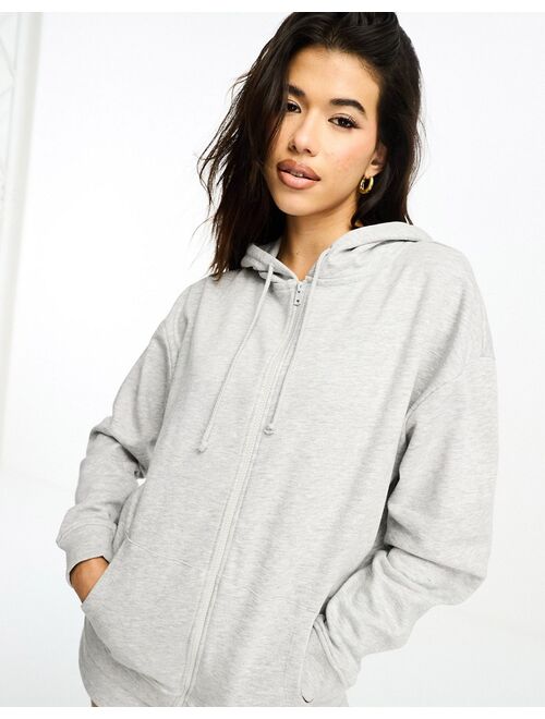 HIIT oversized zip through hoodie in gray heather