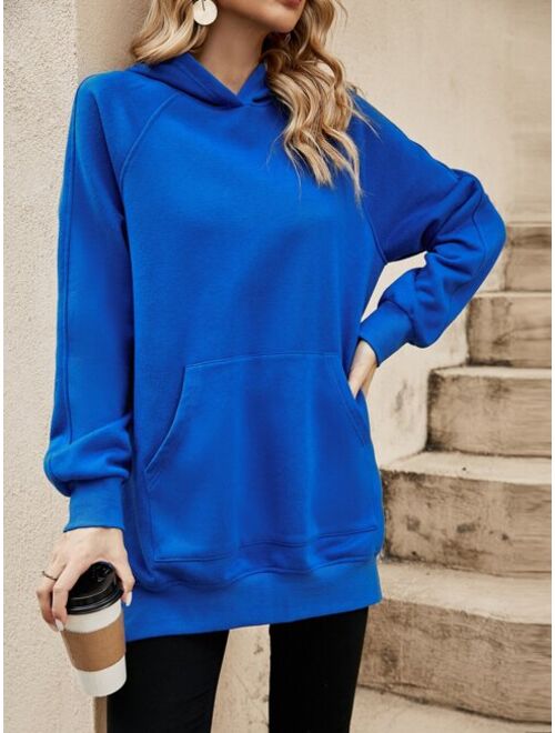 SHEIN LUNE Raglan Sleeve Split Hem Hoodie