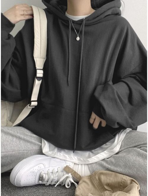 DAZY Kangaroo Pocket Drawstring Oversized Hoodie