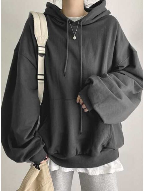 DAZY Kangaroo Pocket Drawstring Oversized Hoodie