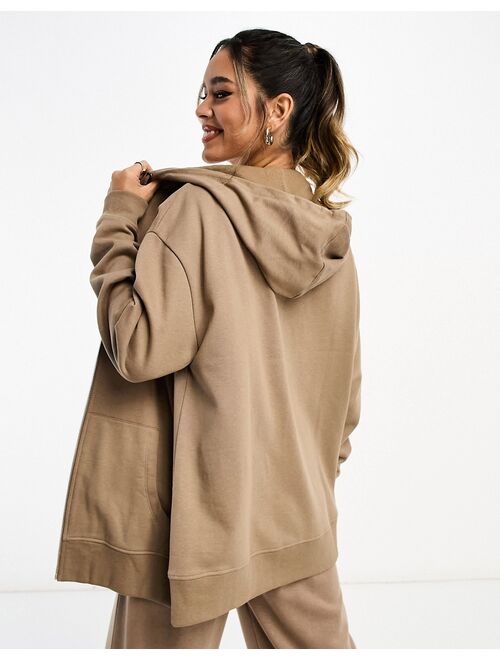 ASOS DESIGN oversized zip through hoodie in neutral