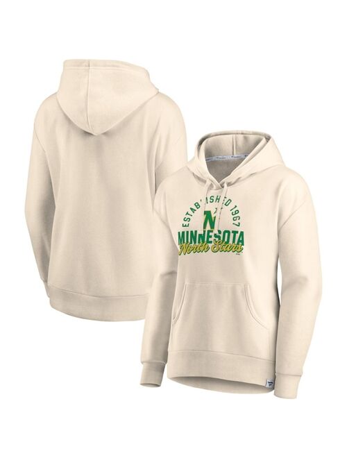 Women's Fanatics Branded Cream Minnesota North Stars Carry the Puck Pullover Hoodie Sweatshirt