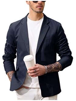 Men's Cotton Twill Blazer Jacket Lightweight Casual Slim Fit Sport Coat