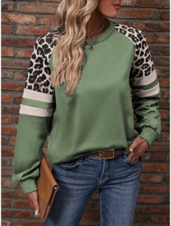 LUNE Leopard Print Raglan Sleeve Sweatshirt