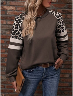 LUNE Leopard Print Raglan Sleeve Sweatshirt