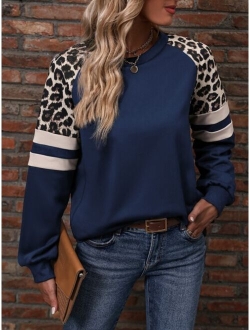 LUNE Leopard Print Raglan Sleeve Sweatshirt