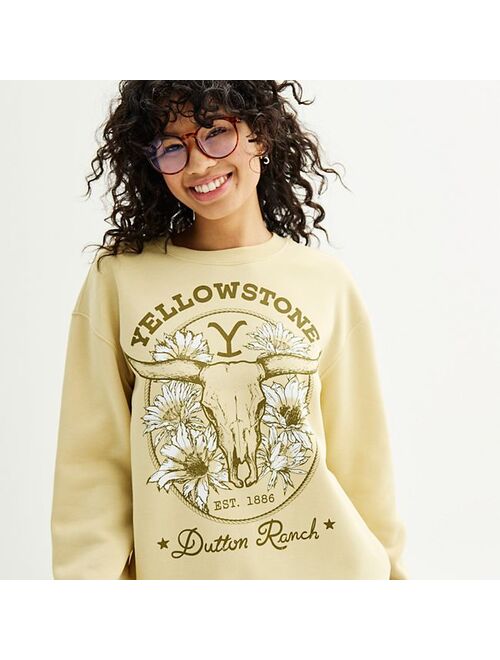 licensed character Juniors' Yellowstone Dutton Ranch Graphic Sweatshirt
