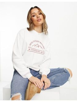 Threadbare Fitness Threadbare Ski printed sweatshirt in white