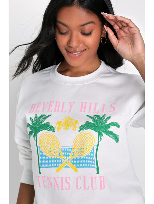 Prince Peter Beverley Hills Tennis Club White Graphic Pullover Sweatshirt