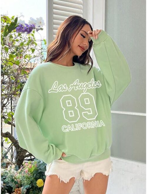 SHEIN Qutie Letter Graphic Drop Shoulder Sweatshirt