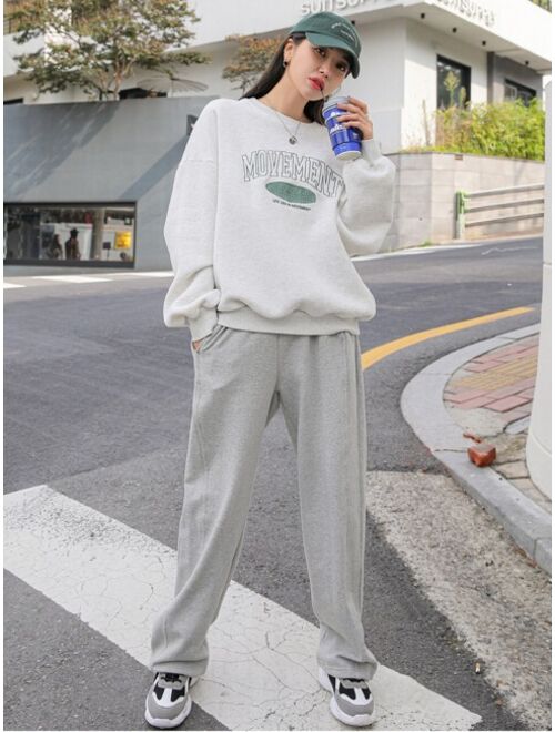 DAZY Slogan Embroidery Drop Shoulder Thermal Pullover