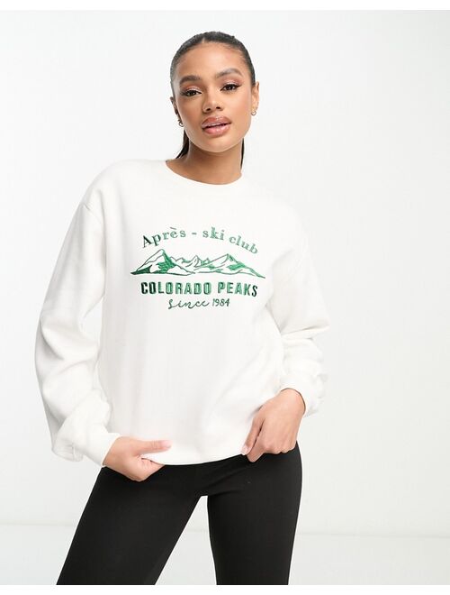 Threadbare Fitness Threadbare Ski embroidered sweater in white