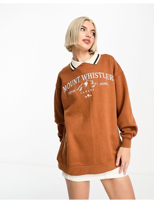 Daisy Street collar detail retro sweatshirt in orange