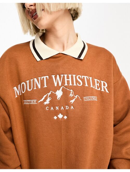 Daisy Street collar detail retro sweatshirt in orange