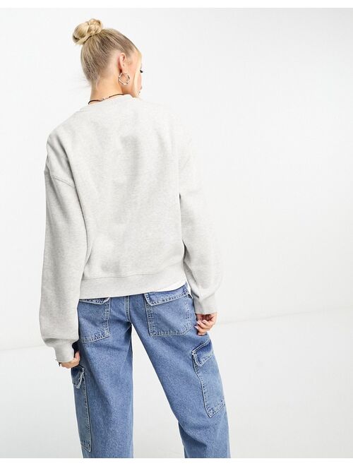 Weekday Essence sweatshirt with embroidery in gray melange