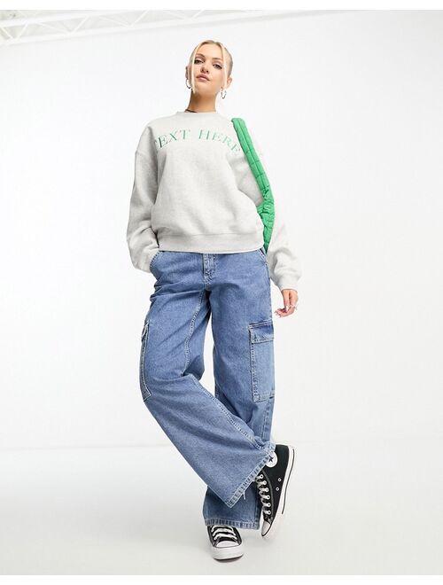 Weekday Essence sweatshirt with embroidery in gray melange