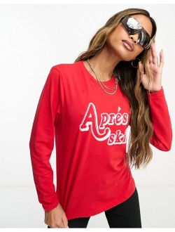 Threadbare Fitness Threadbare Ski printed base layer long sleeve top in red