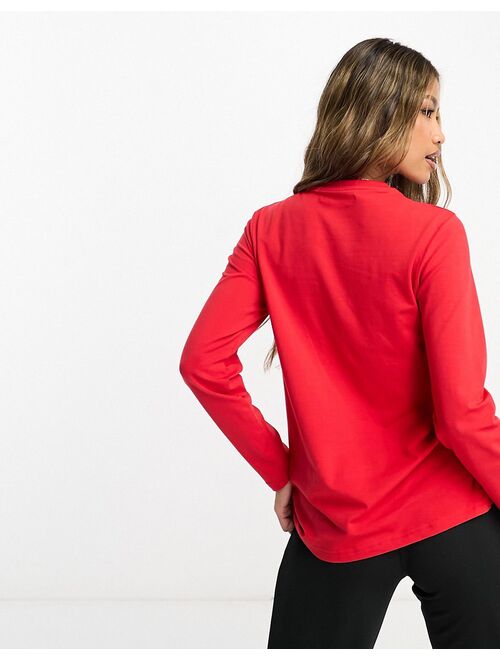 Threadbare Fitness Threadbare Ski printed base layer long sleeve top in red