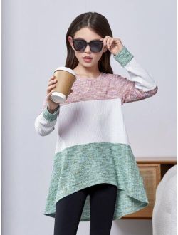 Girls Color Block Dip Hem Tee