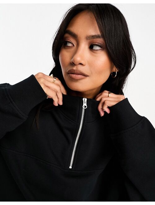 ASOS DESIGN half zip sweatshirt in black