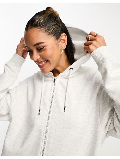 ASOS DESIGN oversized zip through hoodie in ice heather