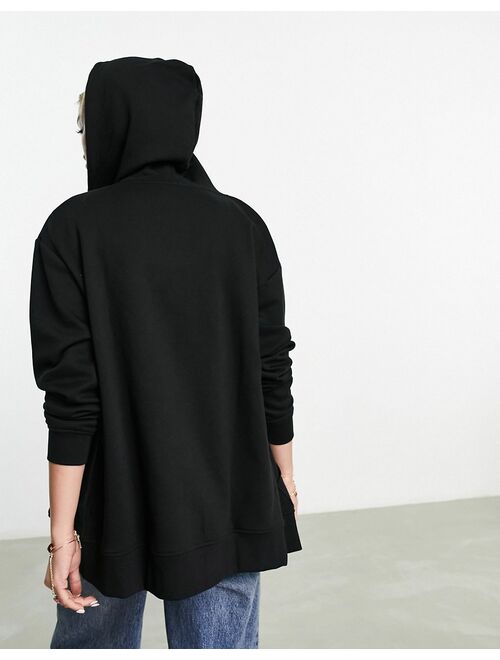 ASOS DESIGN oversized zip through hoodie in black