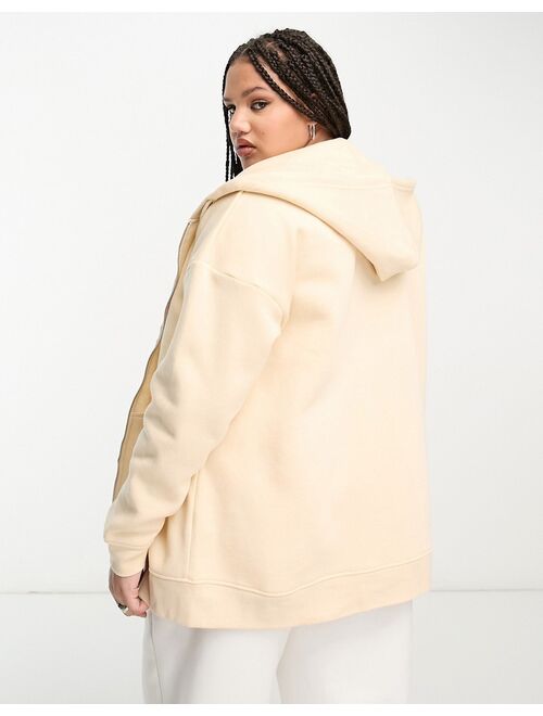 Daisy Street Plus relaxed oversized zip front hoodie in sand