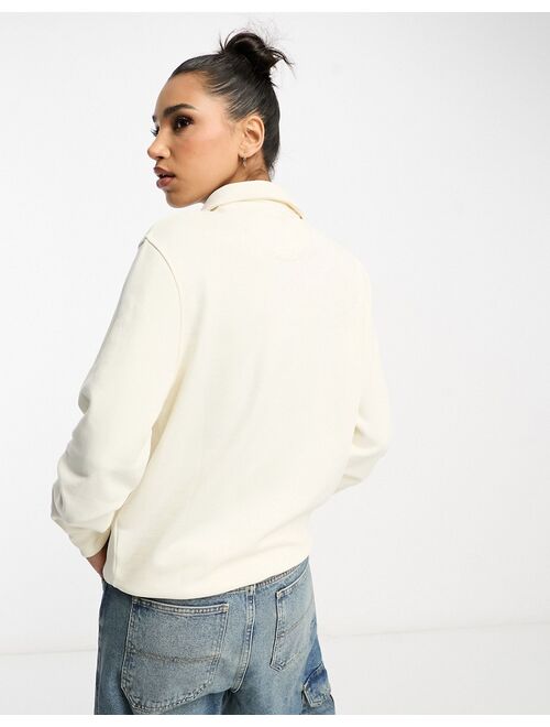 Farah Hoffman 1/4 zip boyfriend fit sweatshirt in off white with back print