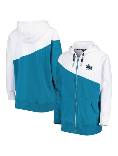 Women's DKNY Sport Teal, White San Jose Sharks Gina Full-Zip Hoodie