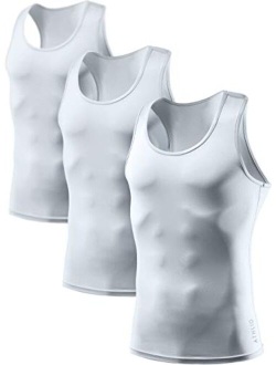 3 Pack Men's Cool Dry Compression Sleeveless Tank Top, Sports Running Basketball Workout Base Layer