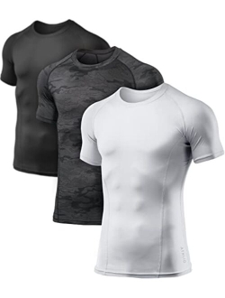 1 or 3 Pack Men's Cool Dry Short Sleeve Compression Shirts, Sports Baselayer T-Shirts Tops, Athletic Workout Shirt