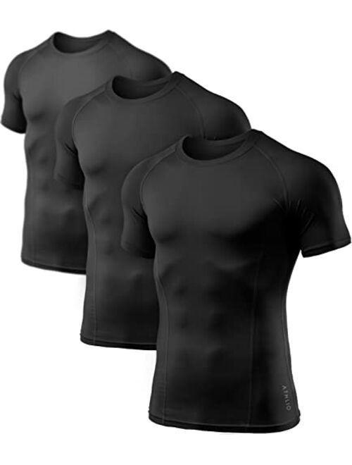 ATHLIO 1 or 3 Pack Men's Cool Dry Short Sleeve Compression Shirts, Sports Baselayer T-Shirts Tops, Athletic Workout Shirt