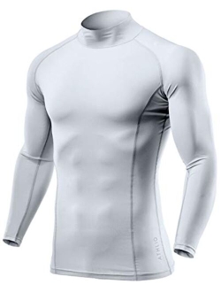 2 or 3 Pack Men's UPF 50  Mock Long Sleeve Compression Shirts, Athletic Workout Shirt, Water Sports Rash Guard