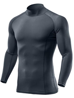 2 or 3 Pack Men's UPF 50  Mock Long Sleeve Compression Shirts, Athletic Workout Shirt, Water Sports Rash Guard