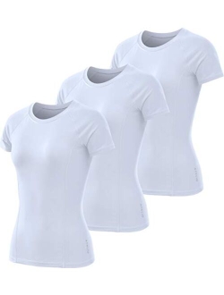 3 Pack Women's Short Sleeve Workout Shirts, Moisture Wicking Sports Tops, Active Sports Running Exercise Gym Tee Shirt