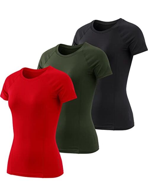 ATHLIO 3 Pack Women's Short Sleeve Workout Shirts, Moisture Wicking Sports Tops, Active Sports Running Exercise Gym Tee Shirt