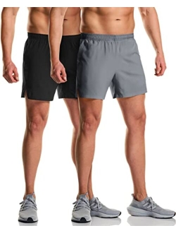 2 Pack Men's Active Running Shorts, Exercise Workout Shorts, Quick Dry Mesh Sports Athletic Shorts with Pockets