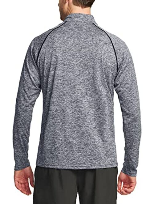 ATHLIO 3 Pack Men's Long Sleeve Athletic Shirts - Quick Dry, UV Sun Protection, and 1/4 Zip Pullover Running Tops for Outdoor