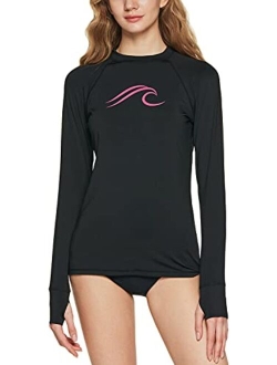 Women's UPF 50  Rash Guard, Long Sleeve Surfing Swimsuit Top, UV/SPF Water Beach Swim Shirts