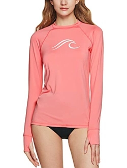 Women's UPF 50  Rash Guard, Long Sleeve Surfing Swimsuit Top, UV/SPF Water Beach Swim Shirts