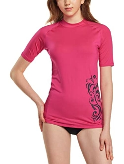 Women's UPF 50  Rash Guard, Short Sleeve Surfing Swimsuit Top, UV/SPF Active Water Beach Swim Shirts