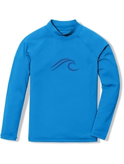 Boys' Long Sleeve Rash Guard Swimsuit, UV/SPF Water Beach Surf Swim Shirts, UPF 50  Sun Protection Swimwear Top